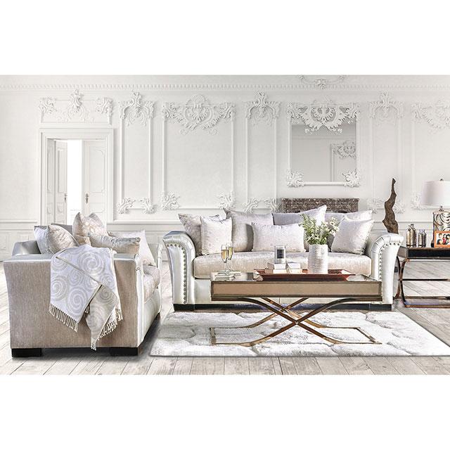 Benigno Love Seat Silver & Gray - Marjories Furniture (Las Vegas, NV)