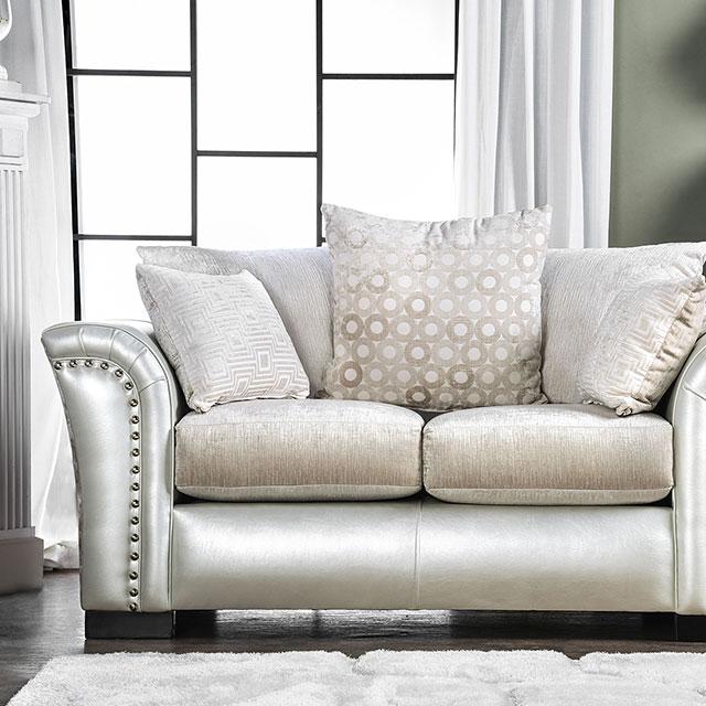 Benigno Love Seat Silver & Gray - Marjories Furniture (Las Vegas, NV)