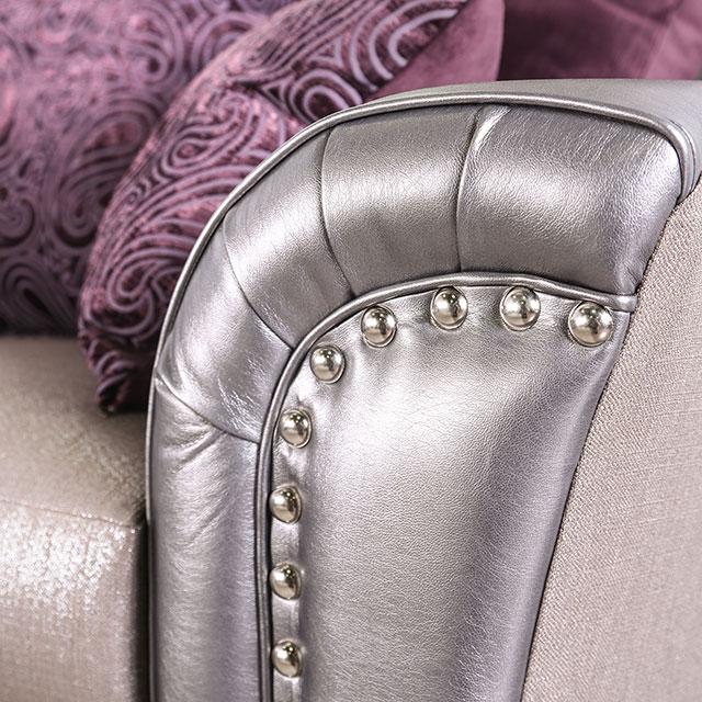 Benigno Love Seat Silver & Gray - Marjories Furniture (Las Vegas, NV)