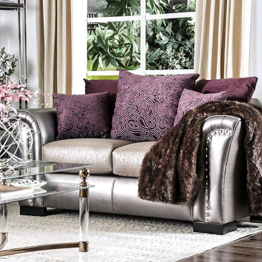 Benigno Love Seat Silver & Gray - Marjories Furniture (Las Vegas, NV)