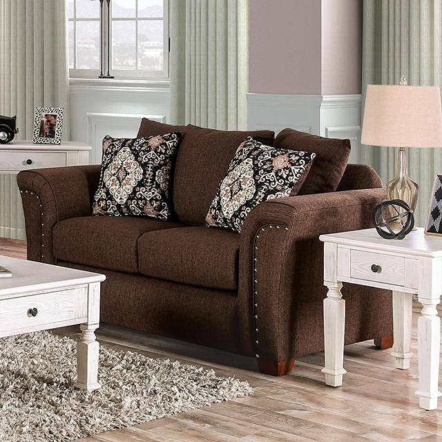 BELSIZE Loveseat Grey, Beige, & Choclate - Marjories Furniture (Las Vegas, NV)