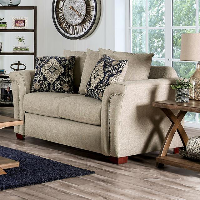 BELSIZE Loveseat Grey, Beige, & Choclate - Marjories Furniture (Las Vegas, NV)