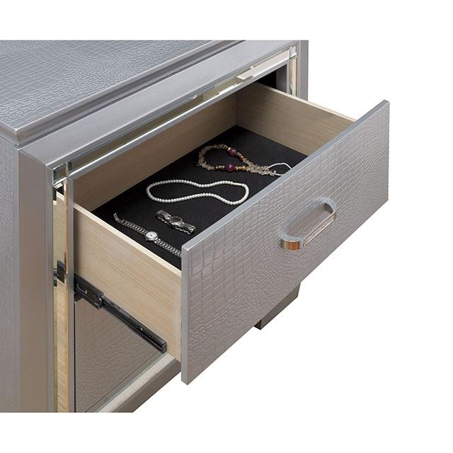 BELLANOVA Silver Night Stand - Marjories Furniture (Las Vegas, NV)