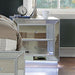 BELLADONNA Night Stand w/ LED & USB, Silver - Marjories Furniture (Las Vegas, NV)