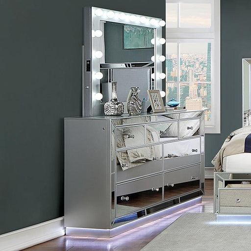 BELLADONNA Dresser w/ LED, Silver - Marjories Furniture (Las Vegas, NV)