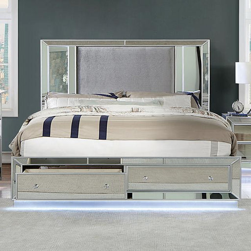 BELLADONNA Cal.King, E.King & Queen Bed, Silver - Marjories Furniture (Las Vegas, NV)
