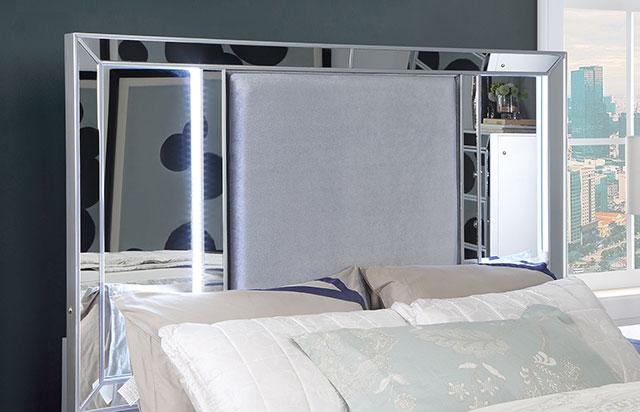 BELLADONNA Cal.King, E.King & Queen Bed, Silver - Marjories Furniture (Las Vegas, NV)