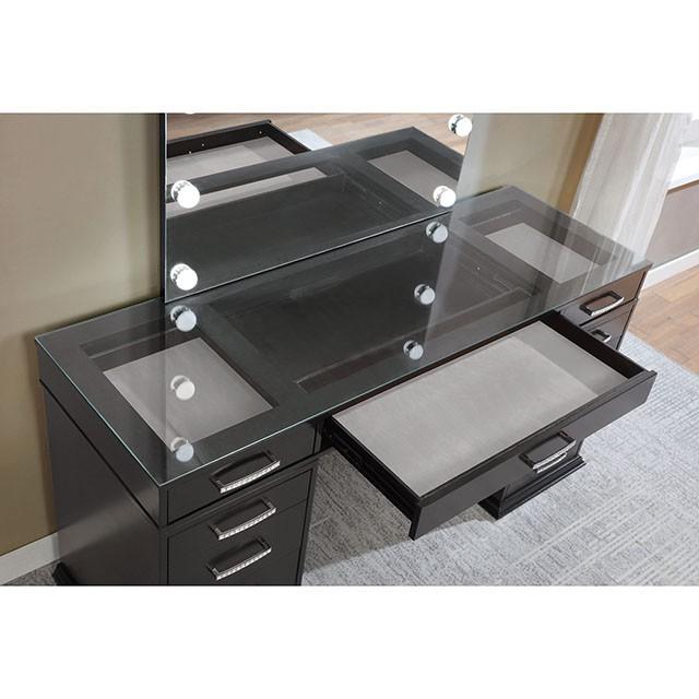 Valentina Vanity Set White & Dark Gray - Marjories Furniture (Las Vegas, NV)