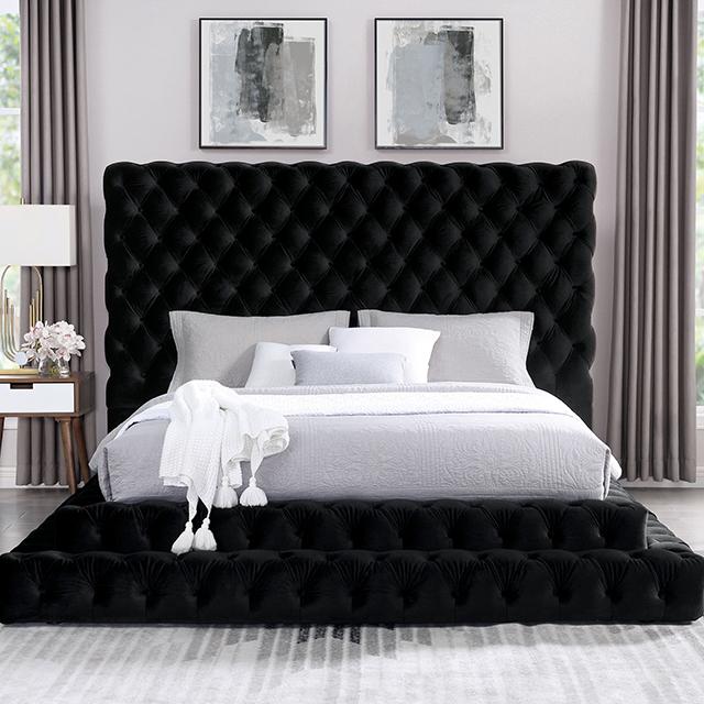 STEFANIA E.King & Queen Bed, Black & Gray - Marjories Furniture (Las Vegas, NV)