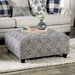 Nash Ivory/Navy Ottoman - Marjories Furniture (Las Vegas, NV)