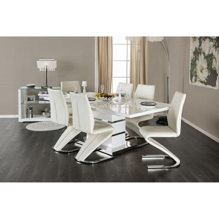 Midvale White/Chrome Side Chair (2/CTN) - Marjories Furniture (Las Vegas, NV)