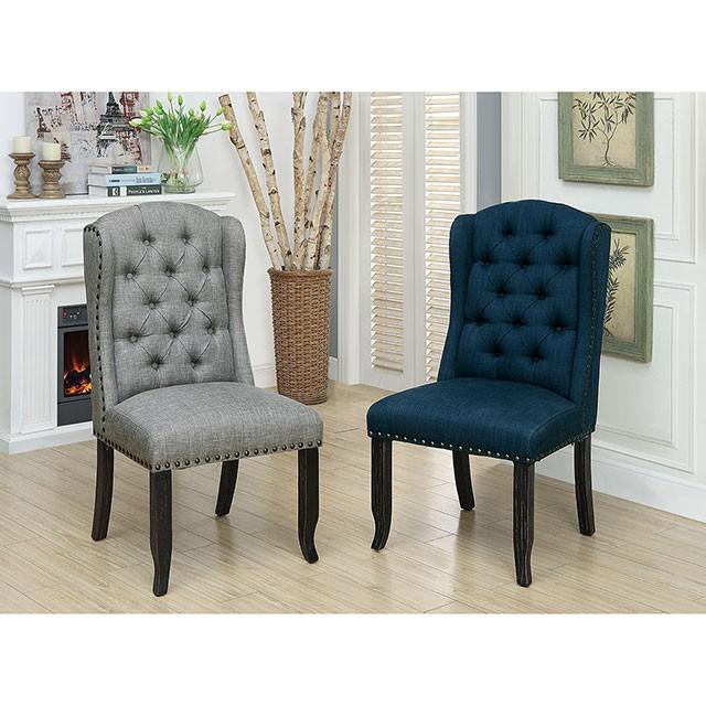 SANIA Antique Black Wingback Chair (2/CTN) - Marjories Furniture (Las Vegas, NV)