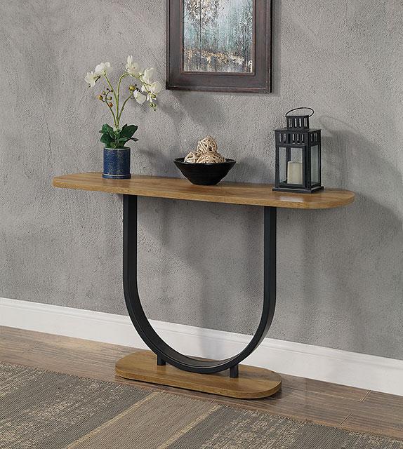 OLBIA Sofa Table, Rustic Oak/Sand Black - Marjories Furniture (Las Vegas, NV)