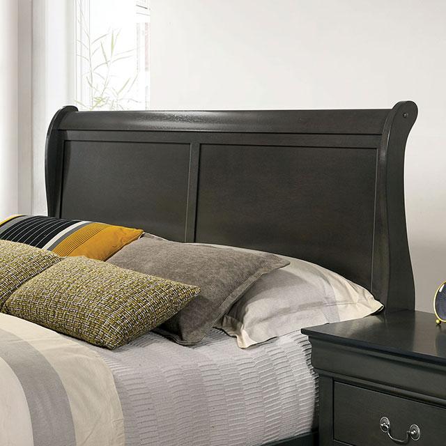 Louis Philippe E.King Bed Black, Cherry, & Gray - Marjories Furniture (Las Vegas, NV)