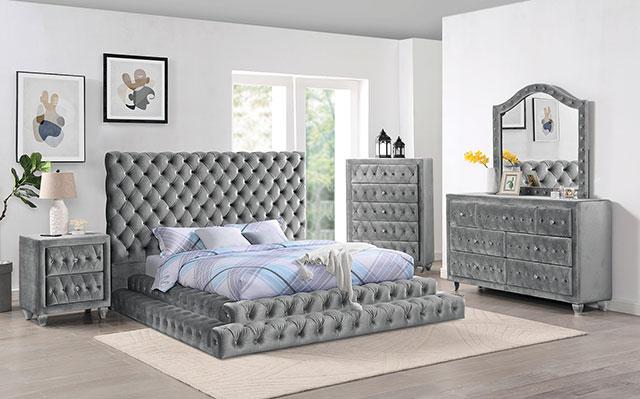 STEFANIA E.King & Queen Bed, Black & Gray - Marjories Furniture (Las Vegas, NV)