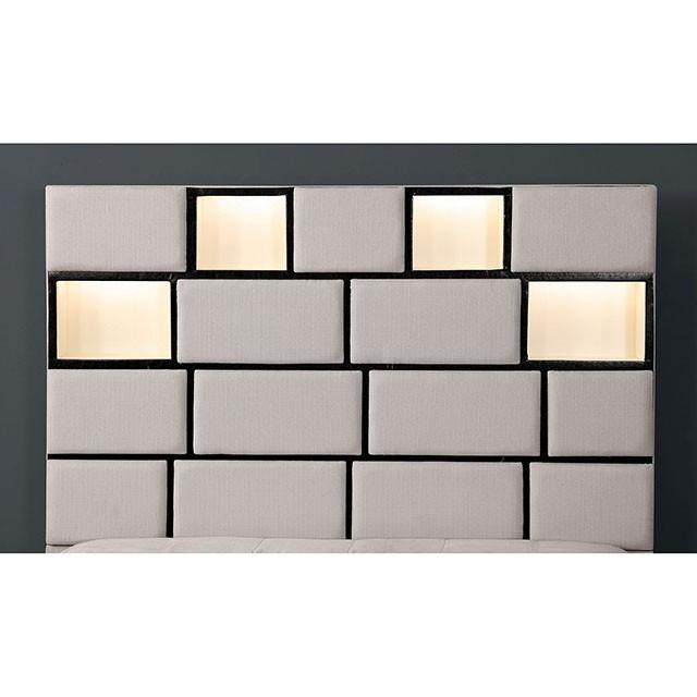 Gemma Beige/Black Cal.King Bed - Marjories Furniture (Las Vegas, NV)