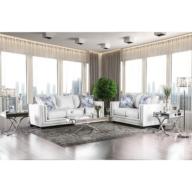 Ilse Off-White/Blue Love Seat - Marjories Furniture (Las Vegas, NV)