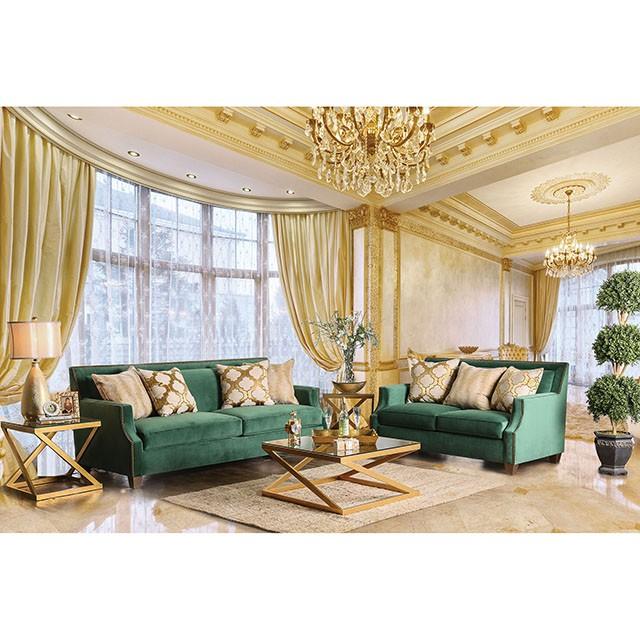 VERDANTE Emerald Green/Gold Sofa - Marjories Furniture (Las Vegas, NV)