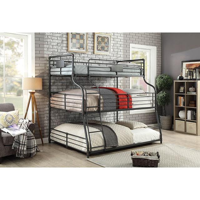 Olga III Sand Black Twin/Full/Queen Bunk Bed - Marjories Furniture (Las Vegas, NV)