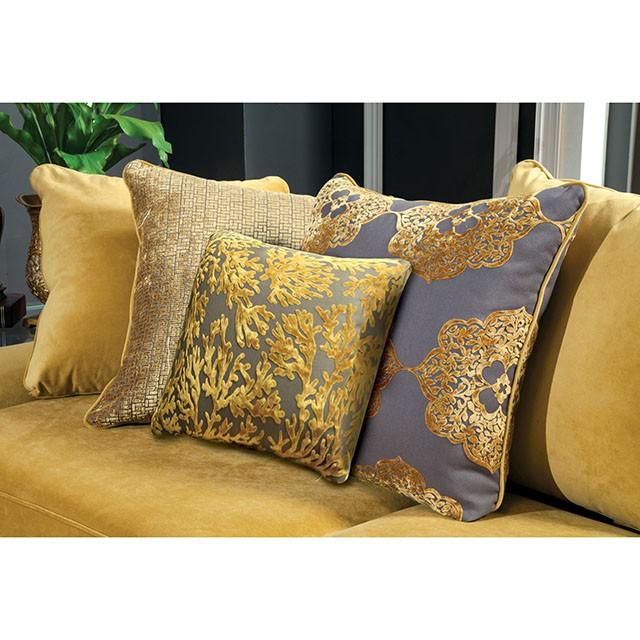 Viscontti Gold/Gray Sofa, Gold - Marjories Furniture (Las Vegas, NV)