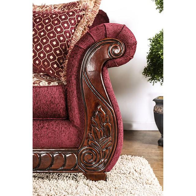 TABITHA Wine Love Seat, Wine - Marjories Furniture (Las Vegas, NV)