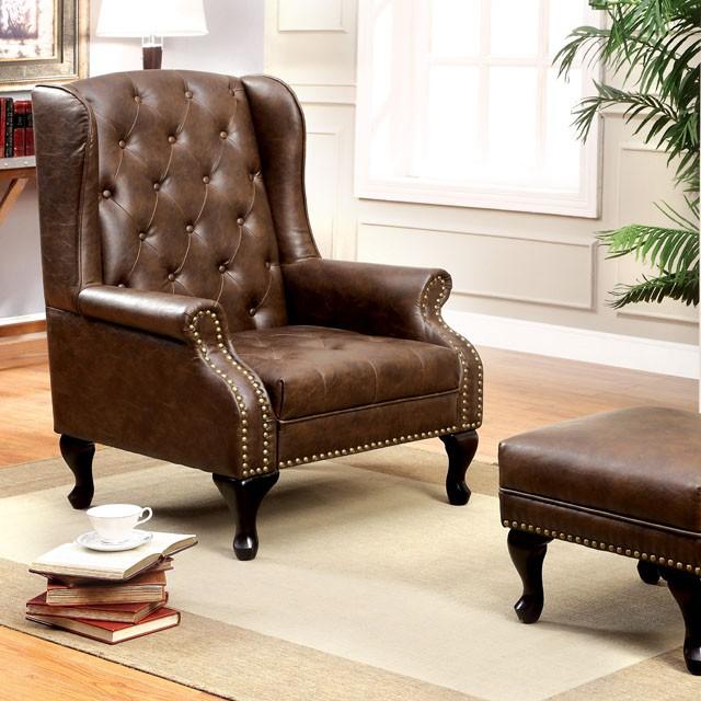 VAUGH Rustic Brown Accent Chair - Marjories Furniture (Las Vegas, NV)