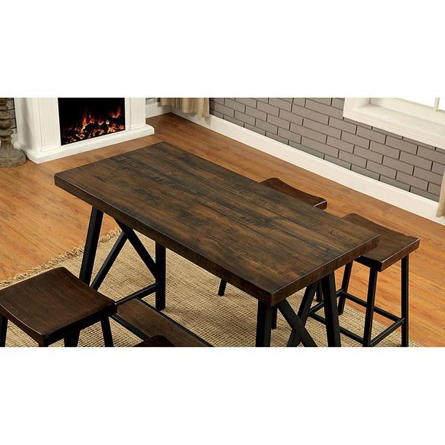 Lainey Weathered Medium Oak/Black Counter Ht. Table - Marjories Furniture (Las Vegas, NV)