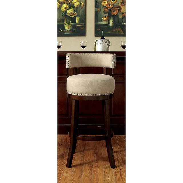 LYNSEY Dark Oak/Beige 24" Bar Stool - Marjories Furniture (Las Vegas, NV)