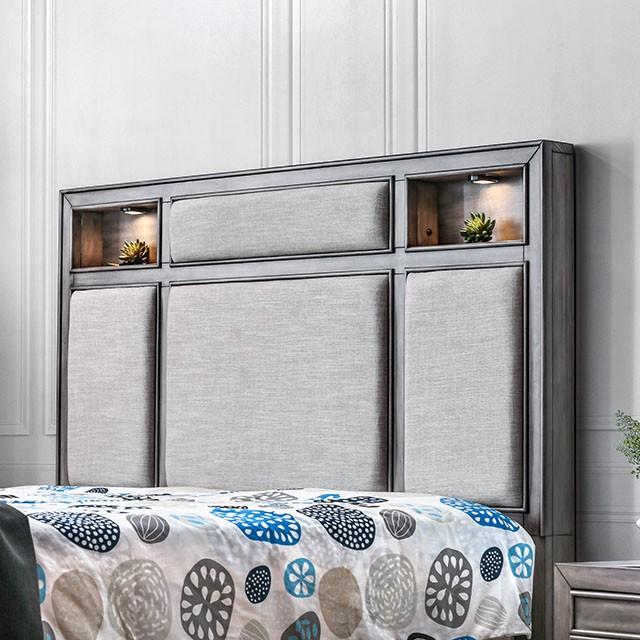 DAPHNE Gray E.King Bed - Marjories Furniture (Las Vegas, NV)