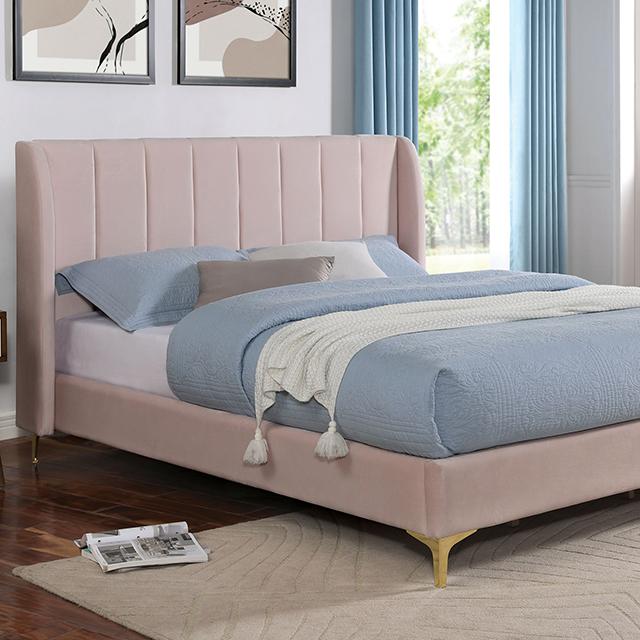 PEARL Full, Queen, & Twin Bed, Light Pink - Marjories Furniture (Las Vegas, NV)