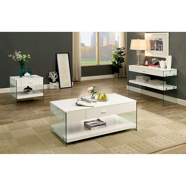 Raya White End Table, White - Marjories Furniture (Las Vegas, NV)