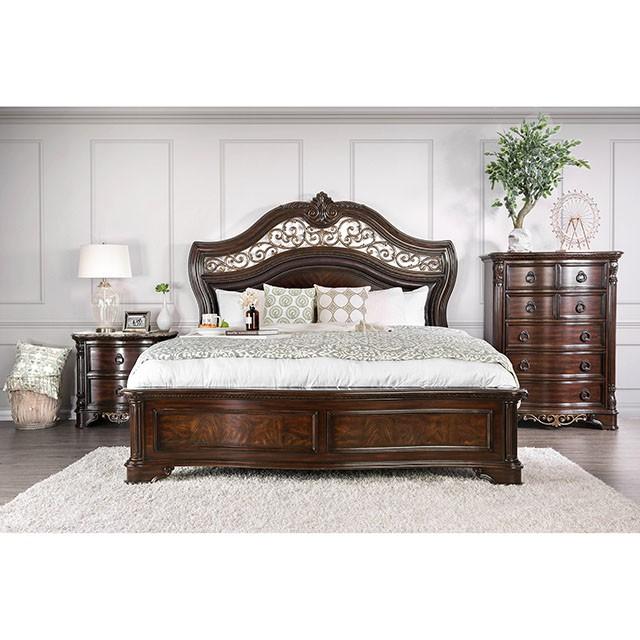 Menodora Brown Cherry Cal.King, E.King, Queen Bed - Marjories Furniture (Las Vegas, NV)