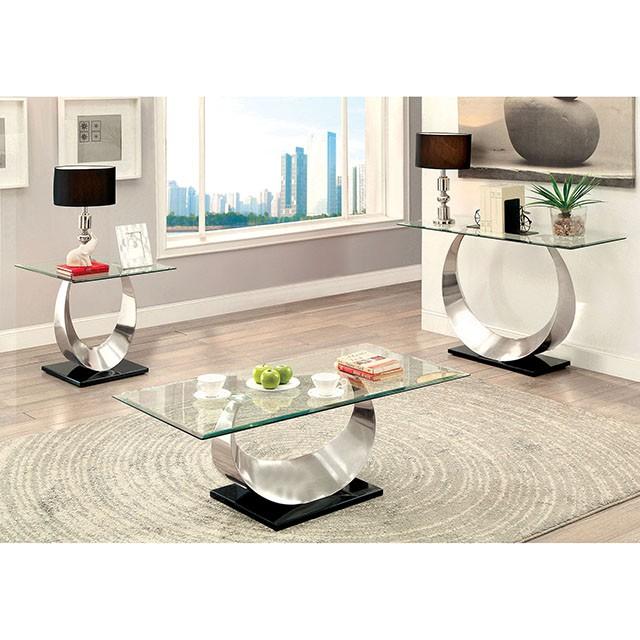 ORLA II Satin Plated/Black Coffee Table - Marjories Furniture (Las Vegas, NV)