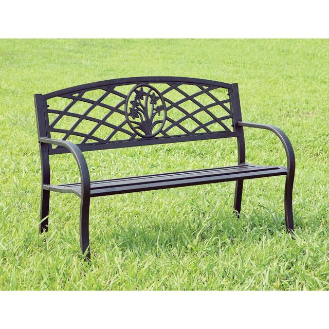 MINOT Black Patio Steel Bench - Marjories Furniture (Las Vegas, NV)