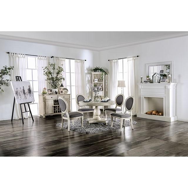 Kathryn Antique White Round Dining Table, Antique White - Marjories Furniture (Las Vegas, NV)