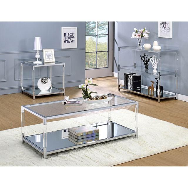 Ludvig Chrome/Clear Coffee Table - Marjories Furniture (Las Vegas, NV)