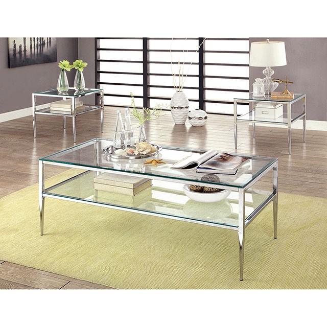 TANIKA Chrome Coffee Table, Chrome - Marjories Furniture (Las Vegas, NV)