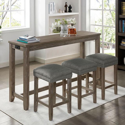 CAERLEON 4 Pc. Counter Ht. Table Set, Wire-brushed Gray - Marjories Furniture (Las Vegas, NV)