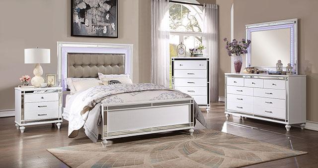 Brachium Bed White & Silver - Marjories Furniture (Las Vegas, NV)