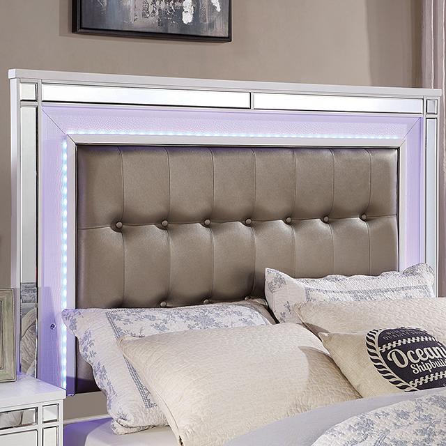 Brachium Bed White & Silver - Marjories Furniture (Las Vegas, NV)