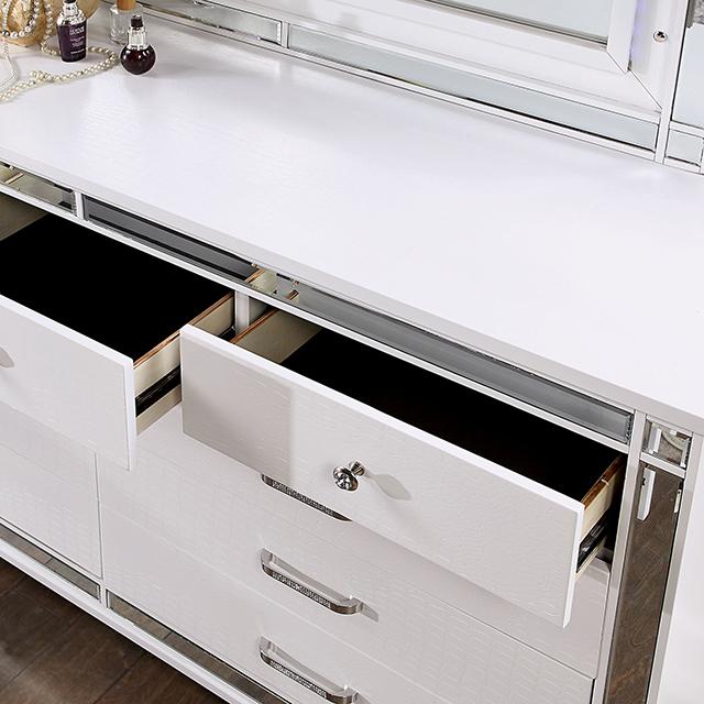 Brachium Bed White & Silver - Marjories Furniture (Las Vegas, NV)