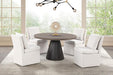 Broager 5 Pc Dining Table Set (Light Gray Swivel Chairs) - Marjories Furniture (Las Vegas, NV)