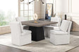 Broager 5 Pc Dining Table Set (White Swivel Chairs) - Marjories Furniture (Las Vegas, NV)