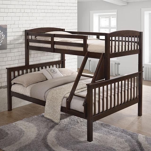 Brookings Twin/Full Bunk Bed White, Brown & Black - Marjories Furniture (Las Vegas, NV)