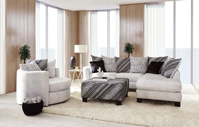 EIMEAR Swivel Chair, Off-white/Black - Marjories Furniture (Las Vegas, NV)