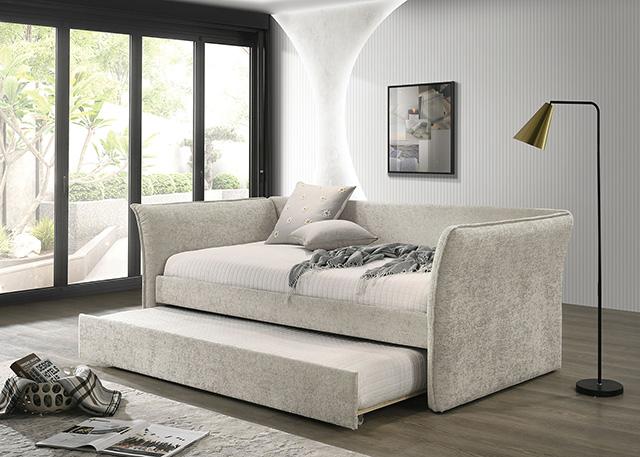 Yuri Twin Daybed w/ Trundle Beige - Marjories Furniture (Las Vegas, NV)