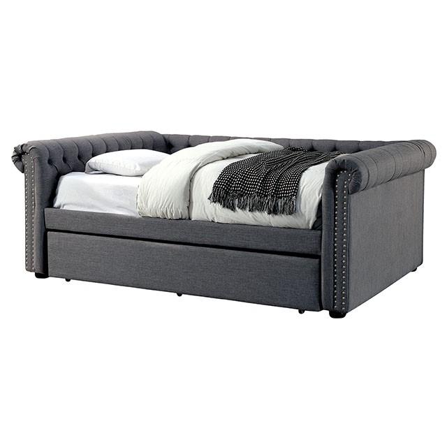 LEANNA Gray Full Daybed w/ Trundle, Gray - Marjories Furniture (Las Vegas, NV)