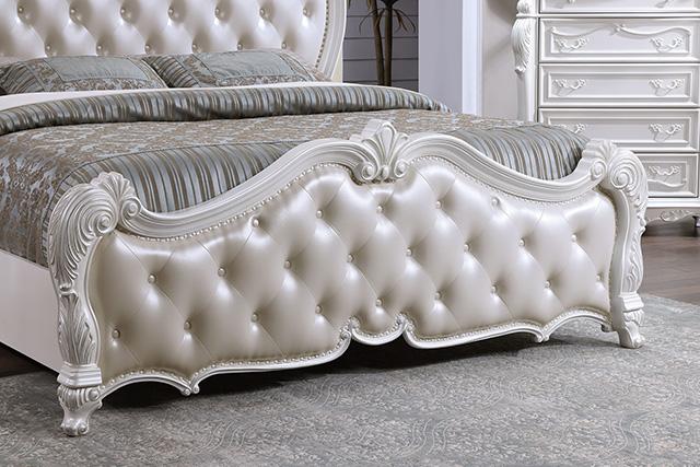 Ventresca 4 & 5 Piece Queen Bedroom Set White & Chrome - Marjories Furniture (Las Vegas, NV)