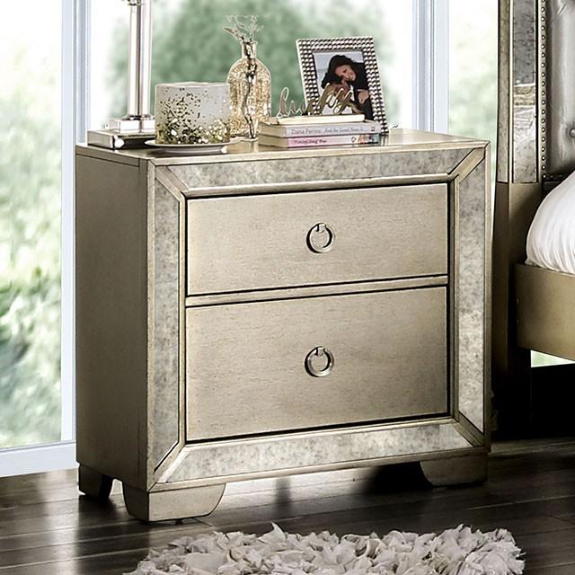 LORAINE Champagne Night Stand - Marjories Furniture (Las Vegas, NV)