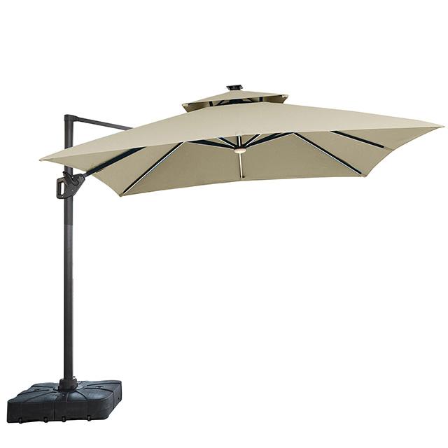 Sano 10 Ft Square Umbrella w/ Double Top w/ LED Light + 37" Large Base - Marjories Furniture (Las Vegas, NV)